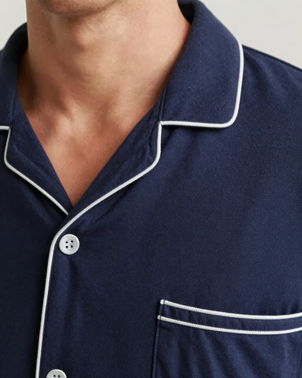 Piped Poplin Pajama Set — detail