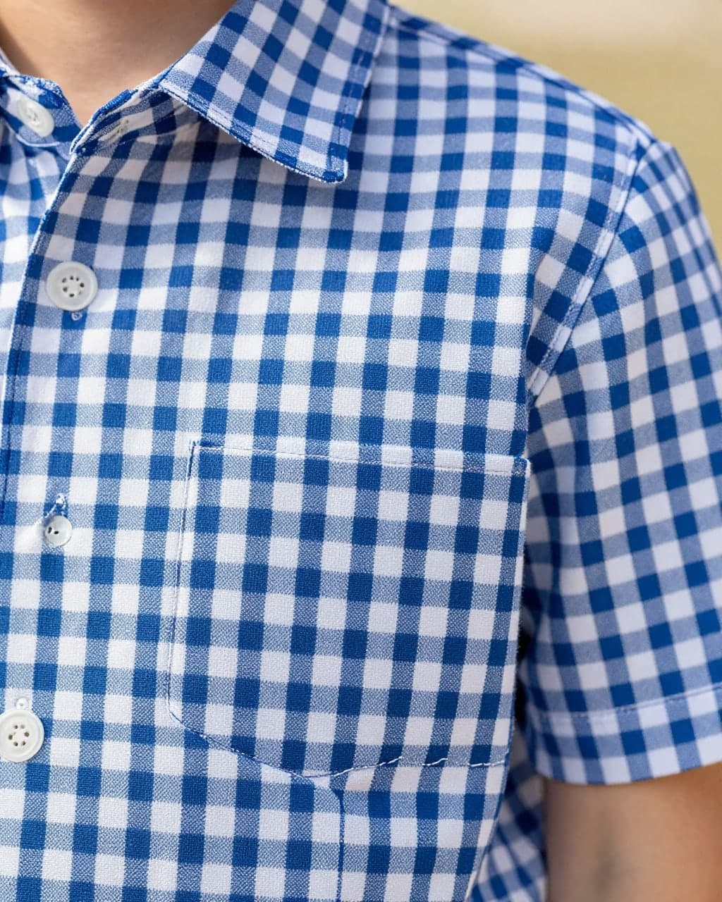 Boys' Short-Sleeve Gingham Shirt — detail