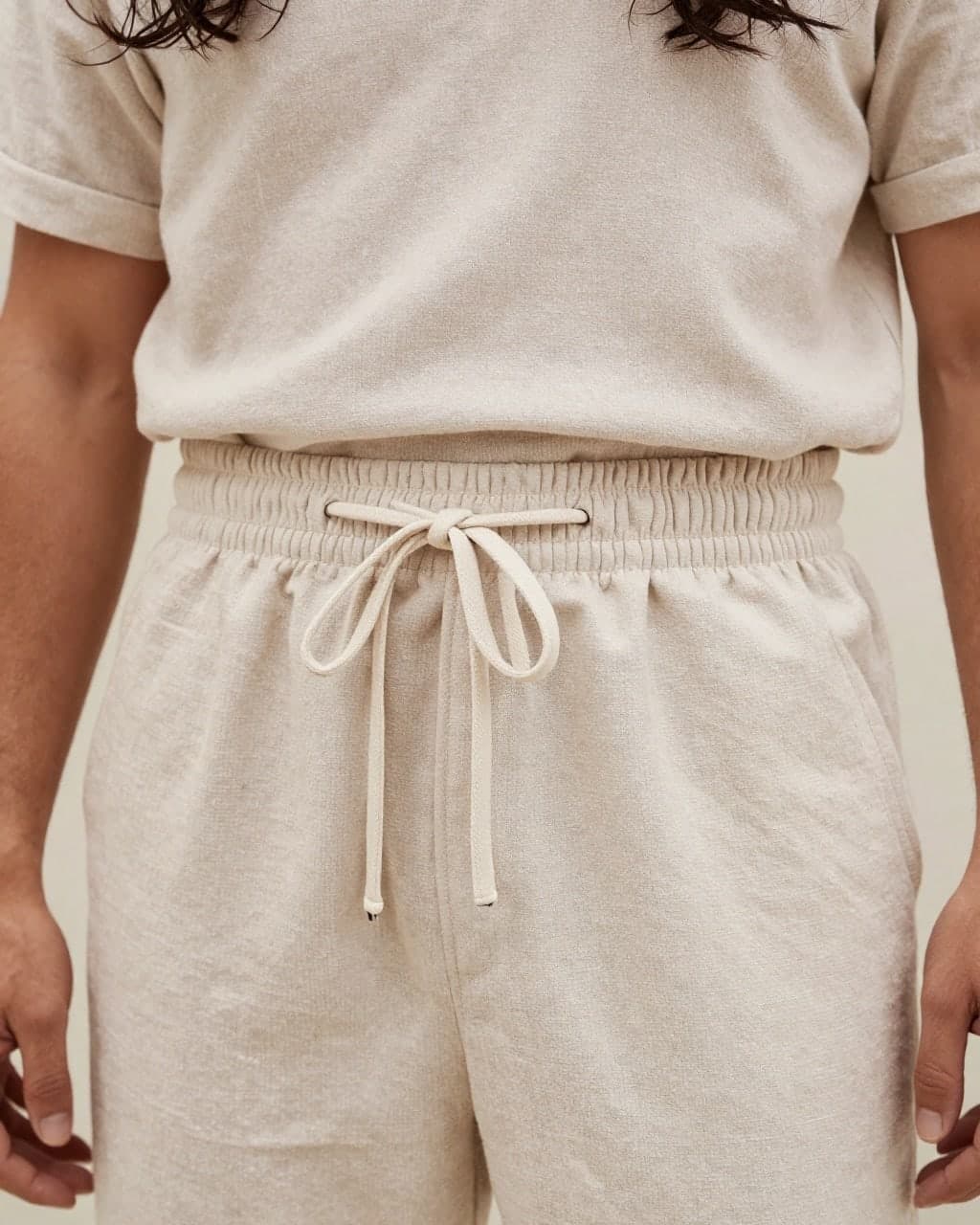 Linen Drawstring Trousers — detail