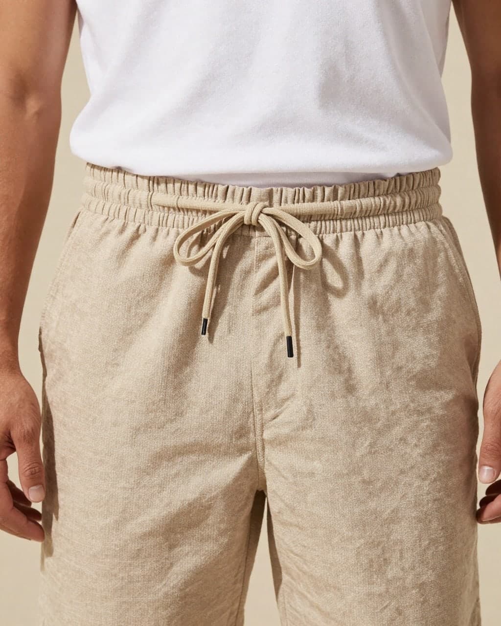 Linen Drawstring Shorts — detail
