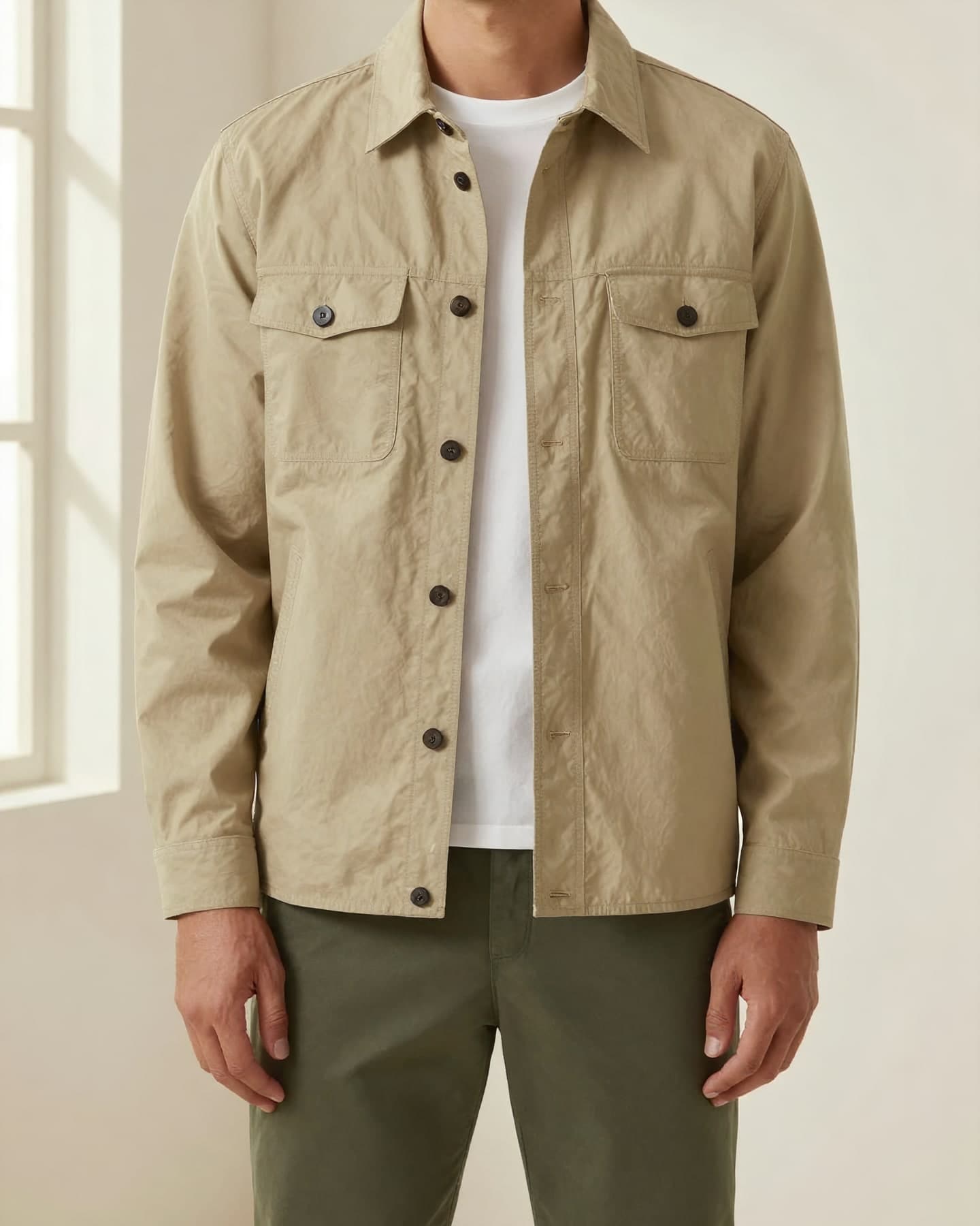 Twill Overshirt — model üzerinde