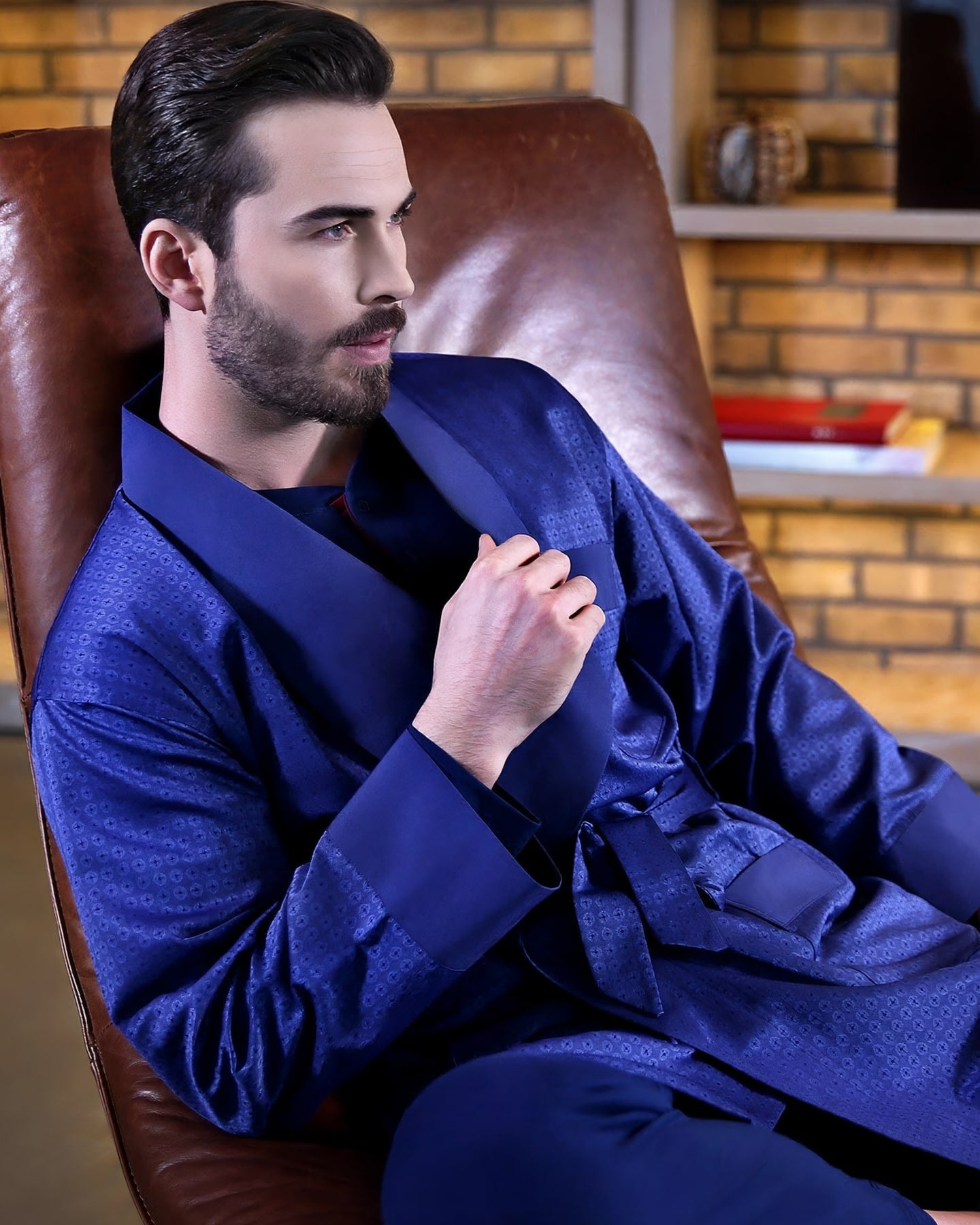 Jacquard Robe Set — Royal Blue