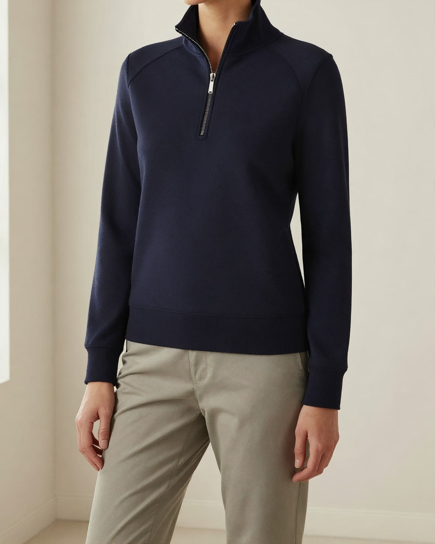 Women's Half-Zip Sweatshirt — on model