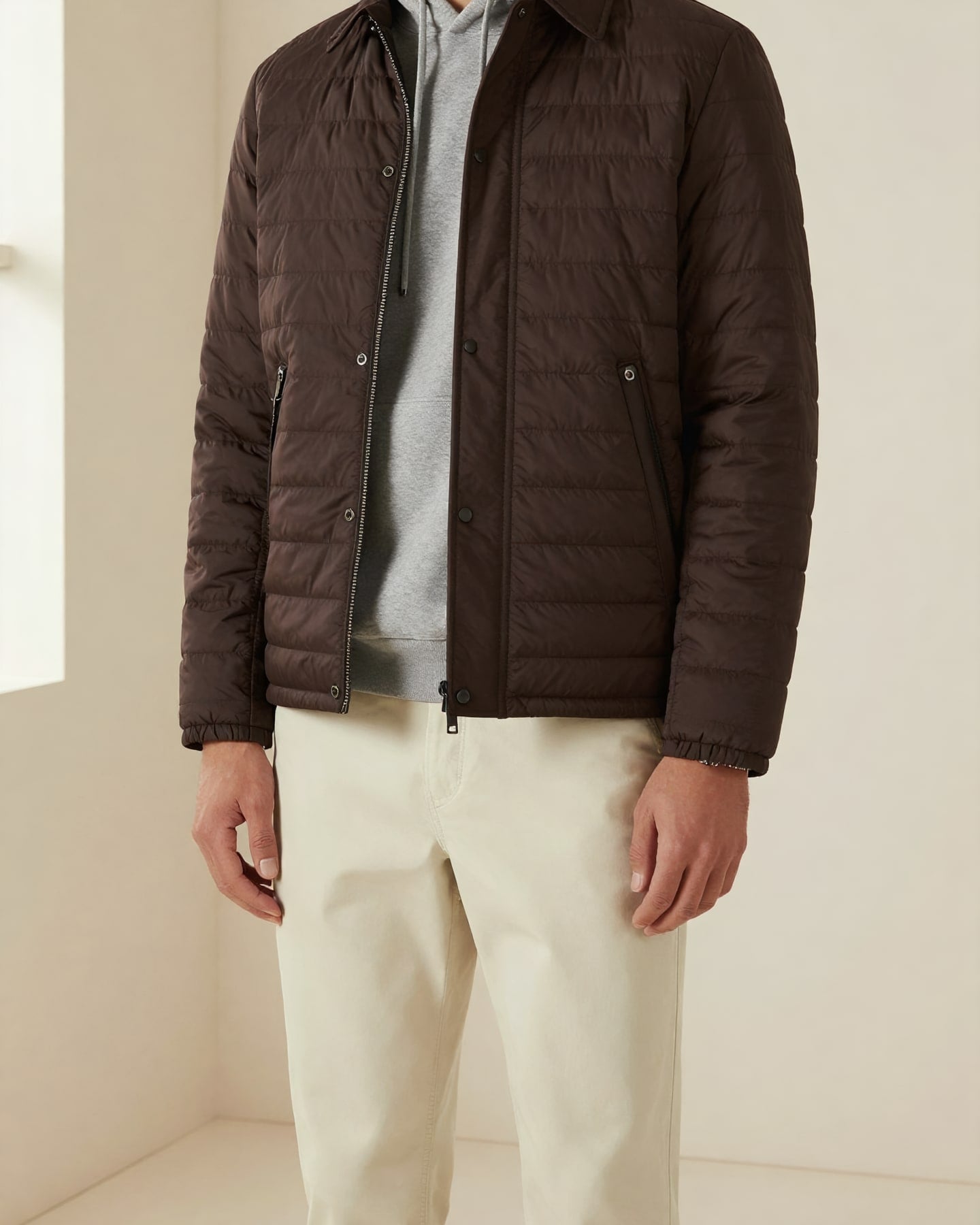 Lightweight Quilted Jacket — on model