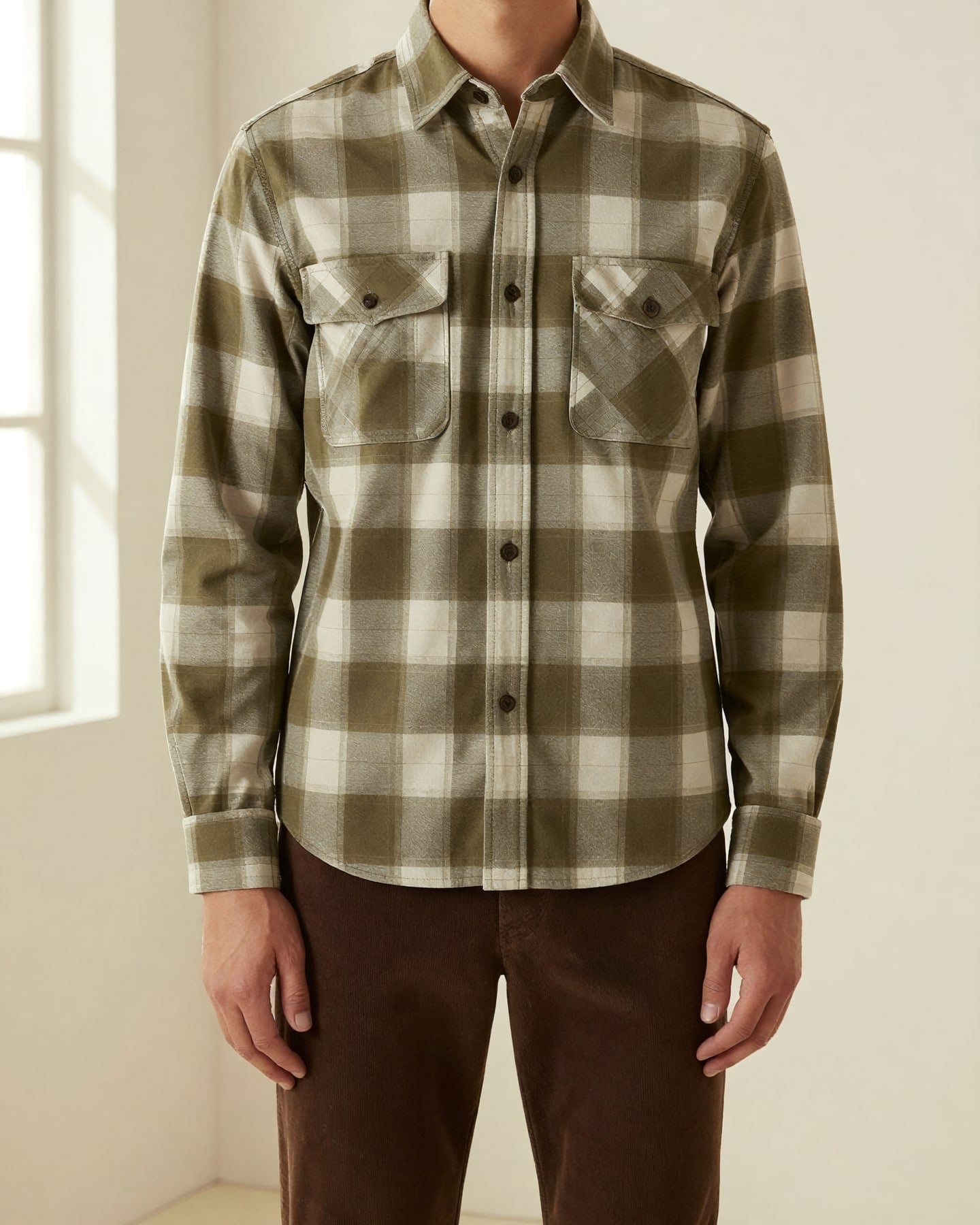 Check Flannel Shirt — on model