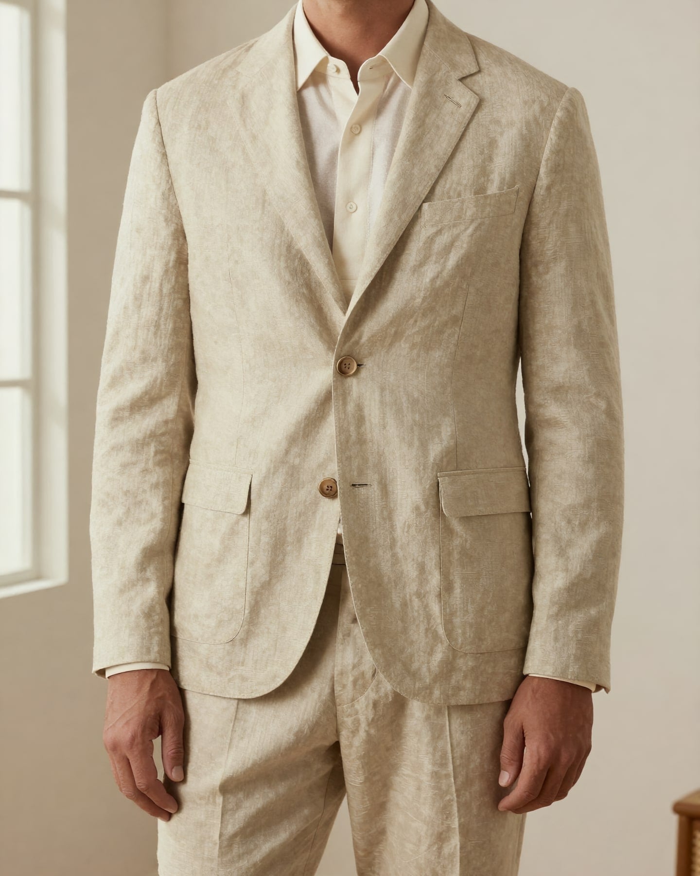 Linen-Blend Summer Jacket — on model