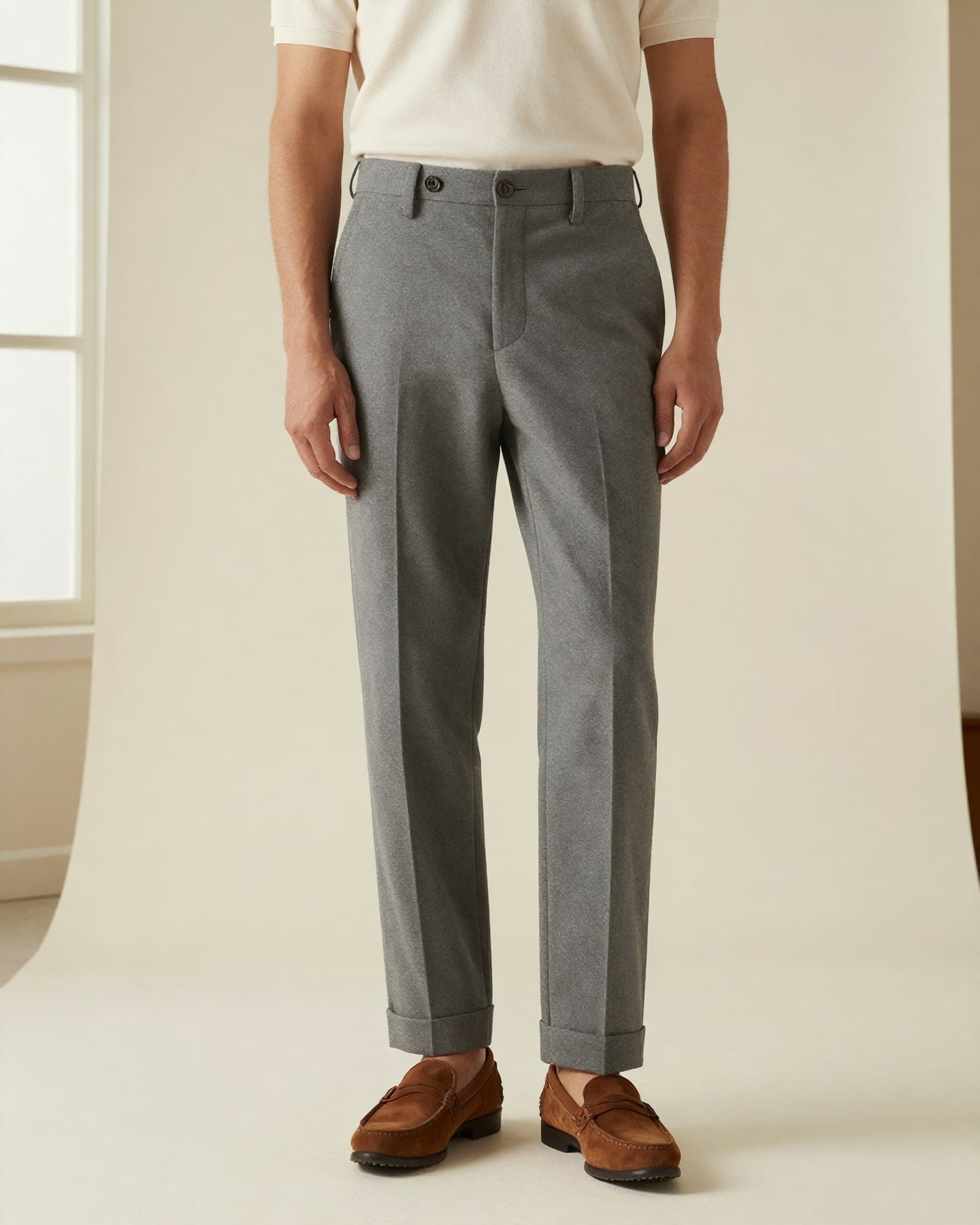 Çift Pileli Pantolon — model üzerinde