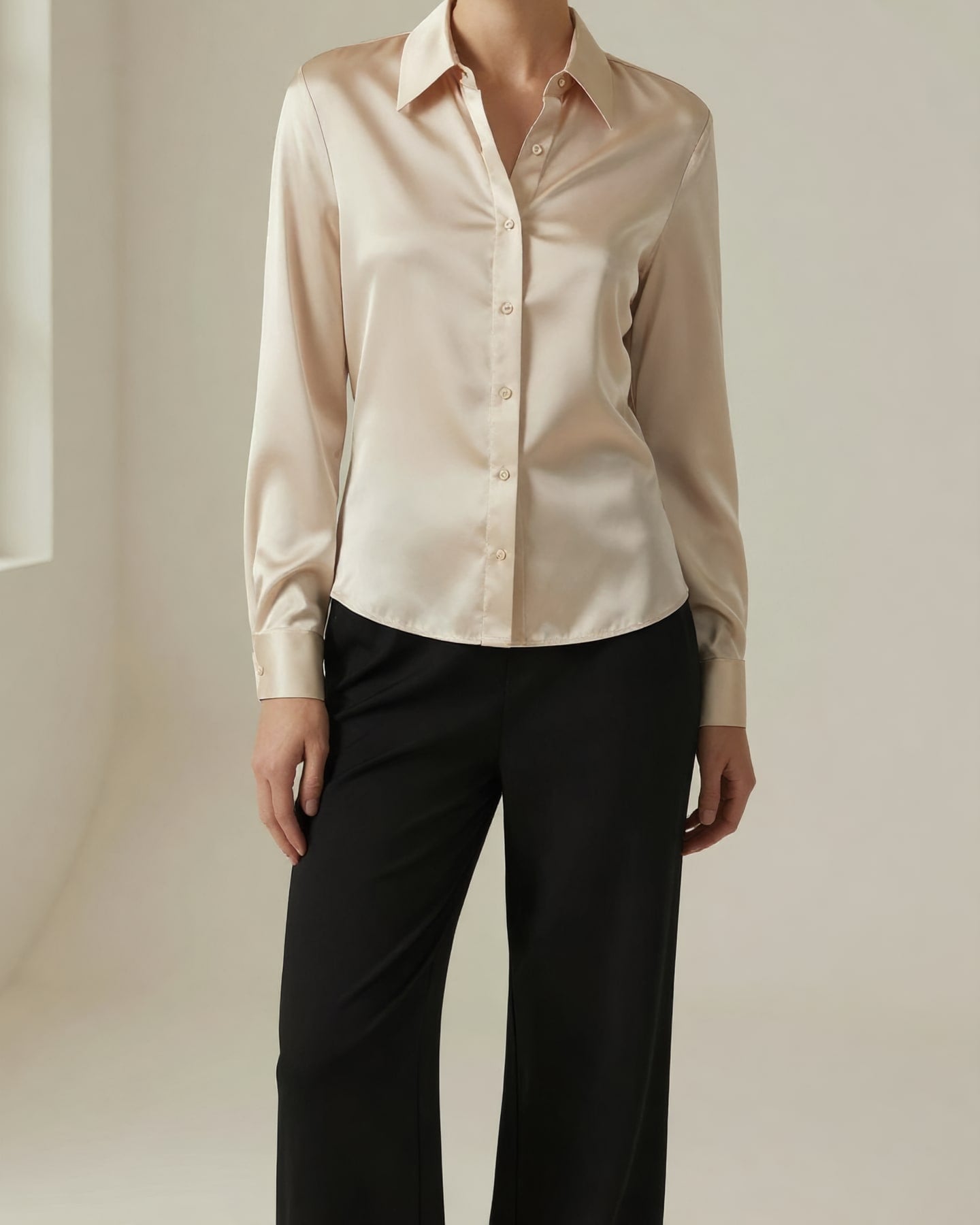 Satin Blouse — on model