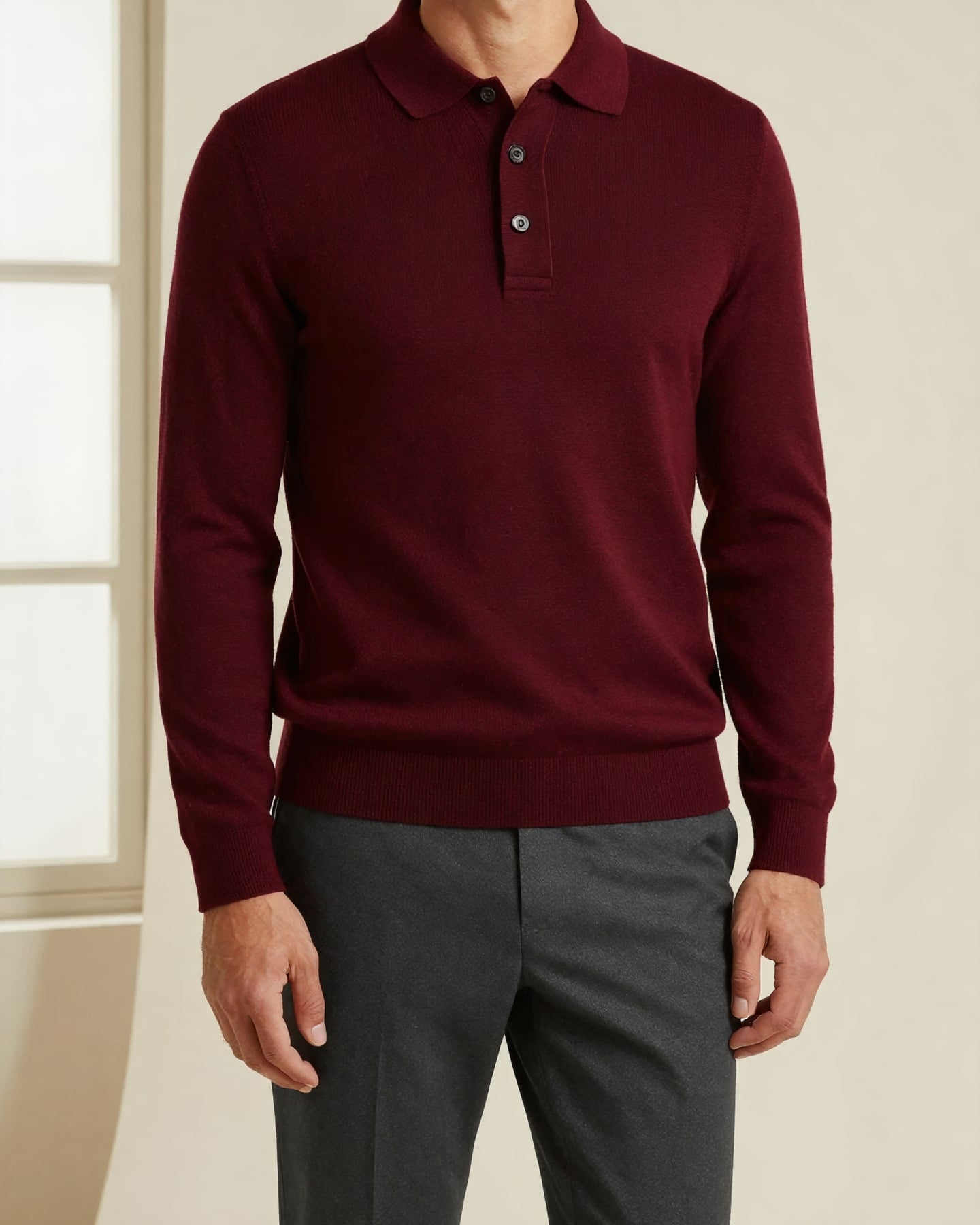 Uzun Kol Triko Polo — model üzerinde