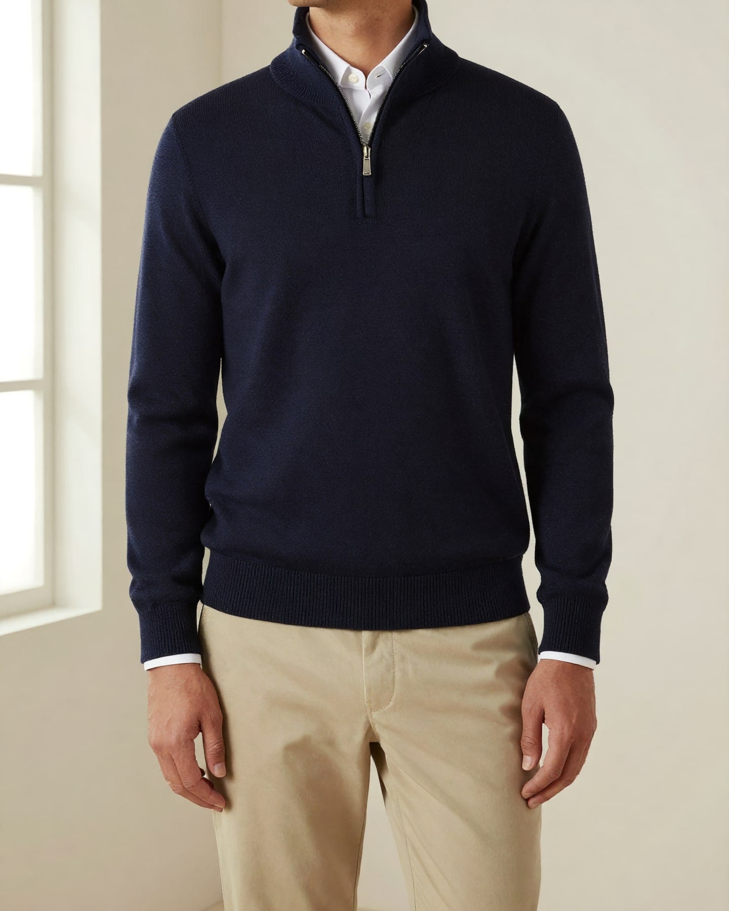 Quarter-Zip Knit — on model