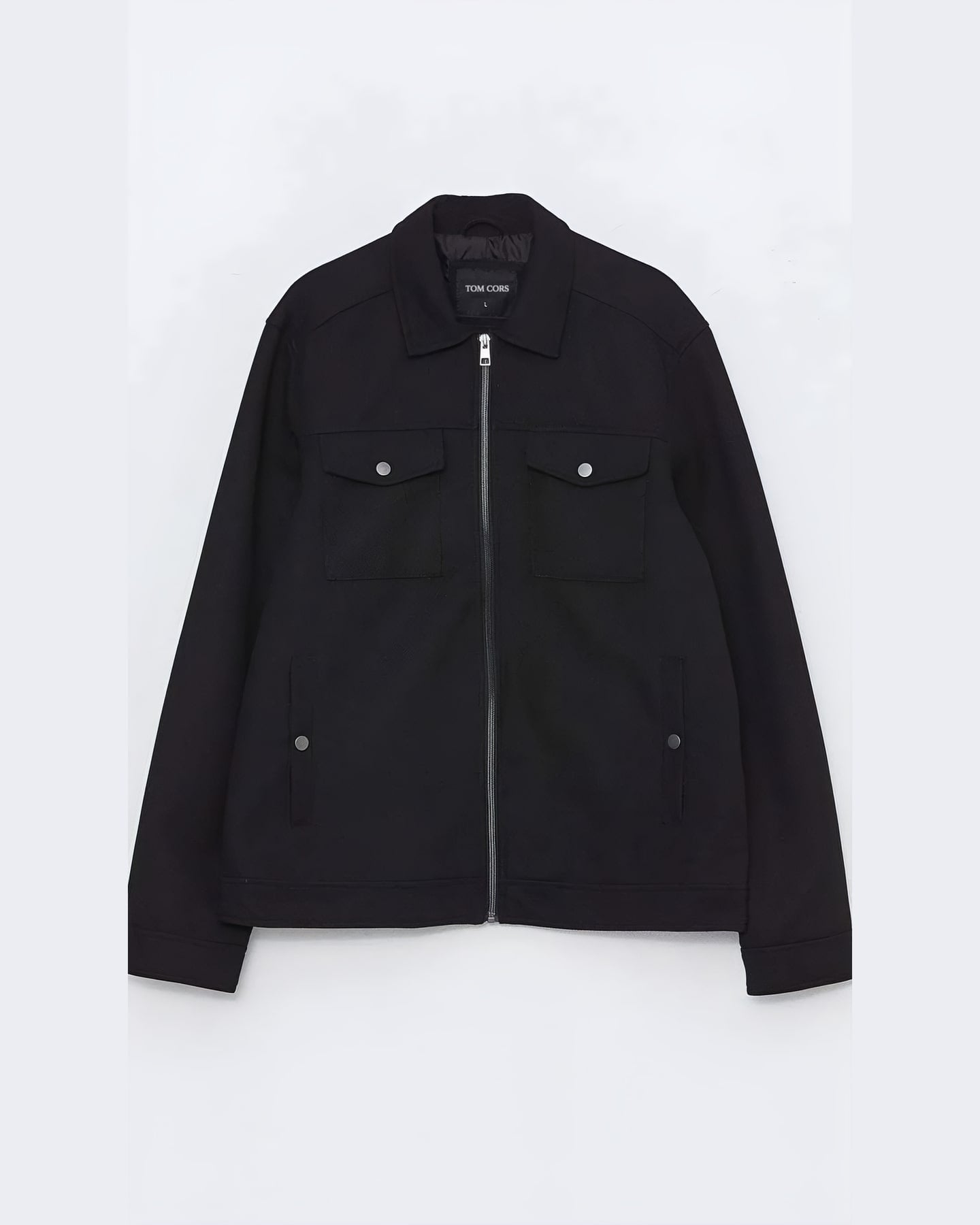 Black Zip Shirt Jacket — front view