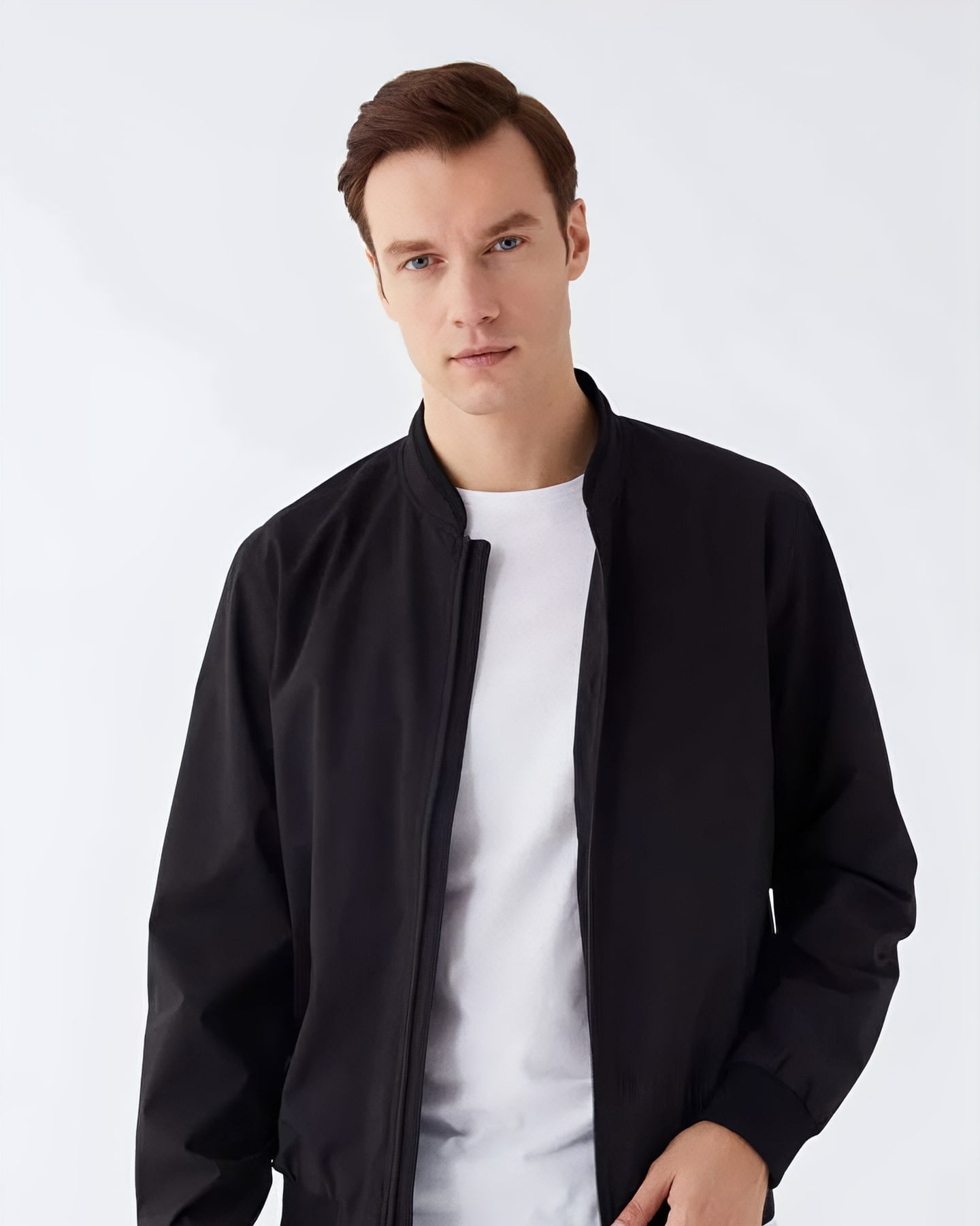 Black Bomber Jacket — front view