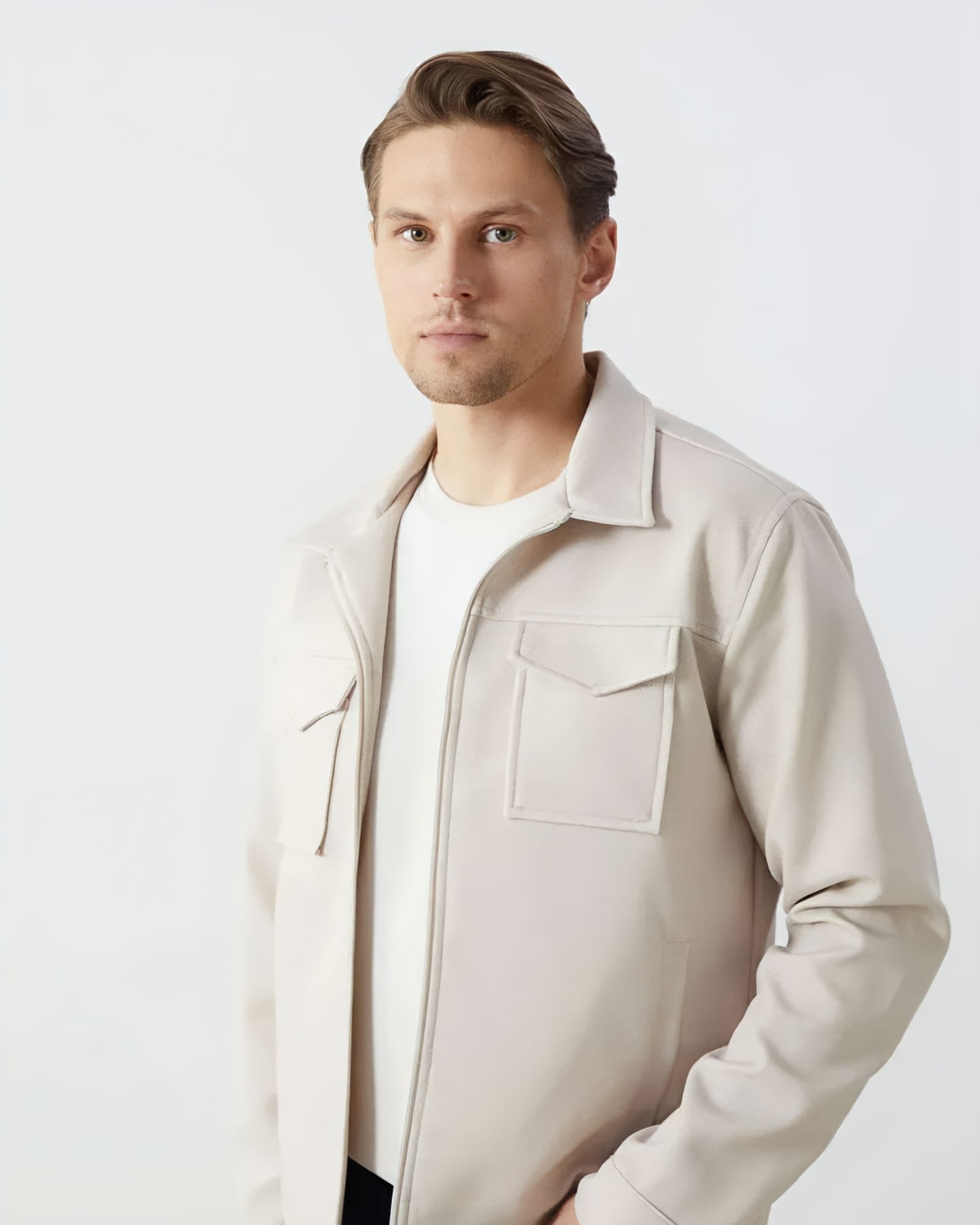 Stone Zip Overshirt — front view