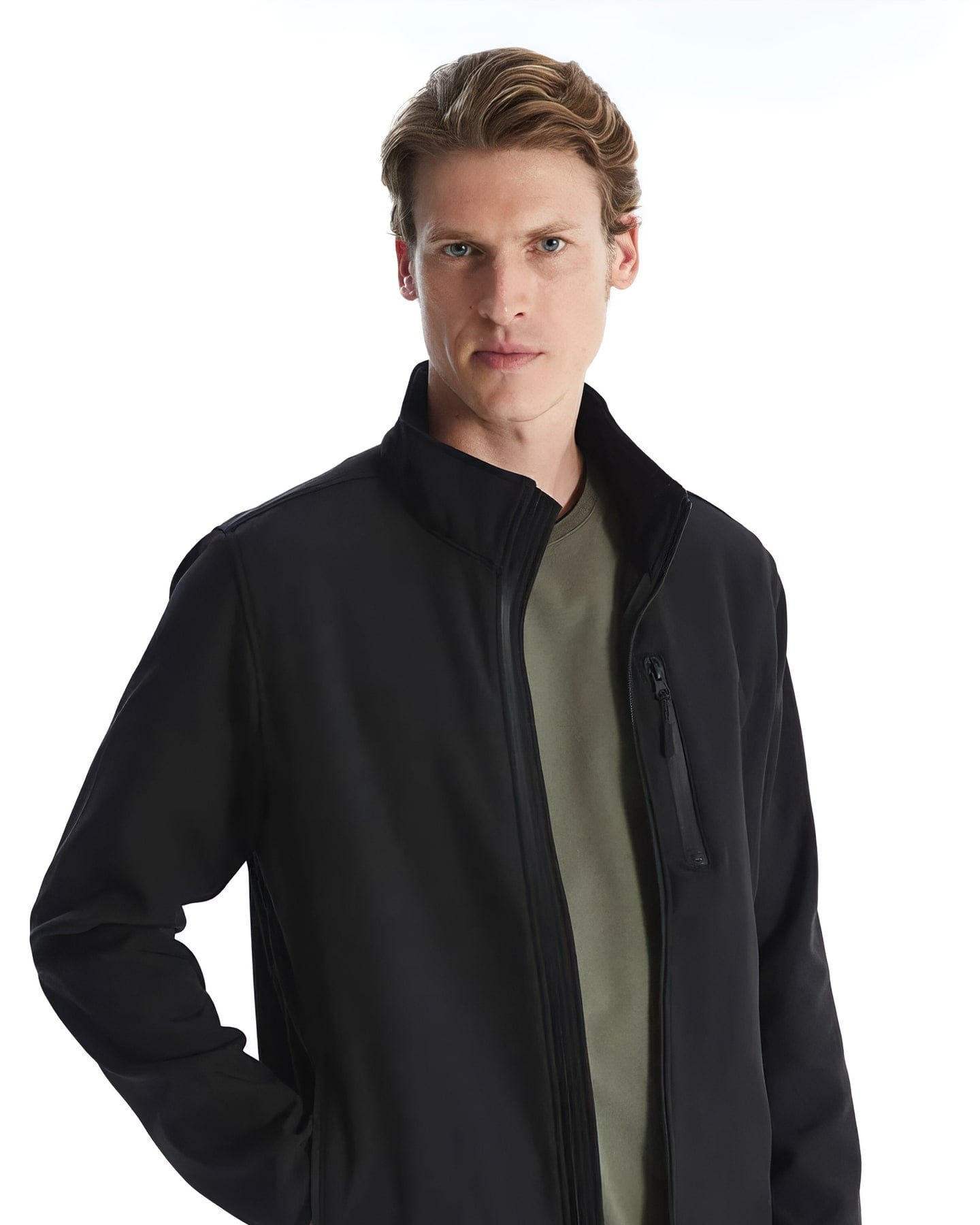 Black Stand-Collar Jacket — front view