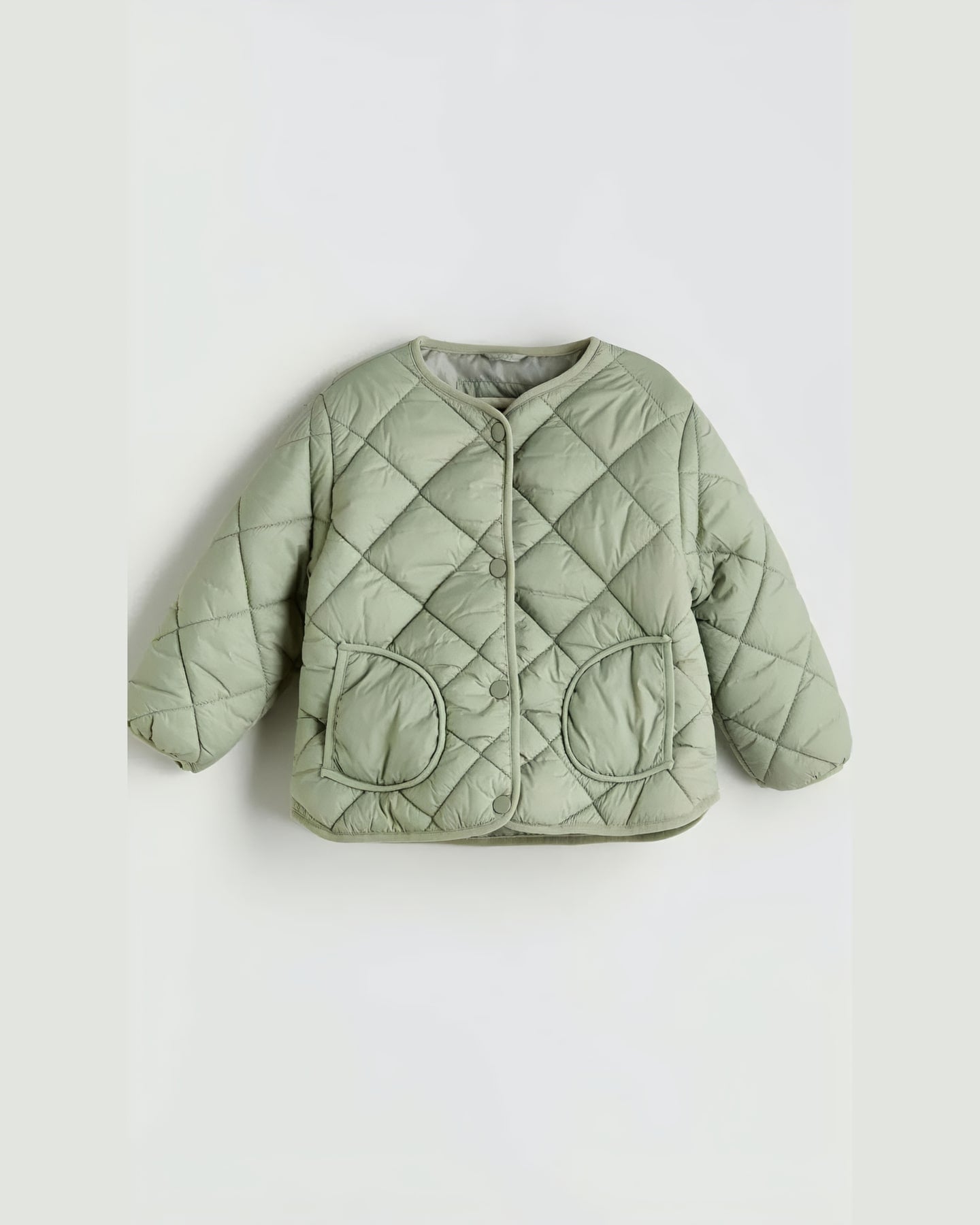Sage Diamond-Quilted Jacket — front view